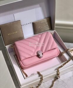 Replica Bvlgari Serpenti Cabochon Micro Shoulder Bag 288755 Pink 2