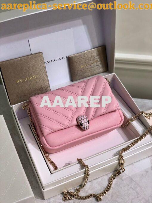 Replica Bvlgari Serpenti Cabochon Micro Shoulder Bag 288755 Pink 2