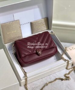 Replica Bvlgari Serpenti Cabochon Micro Shoulder Bag 288755 Burgundy