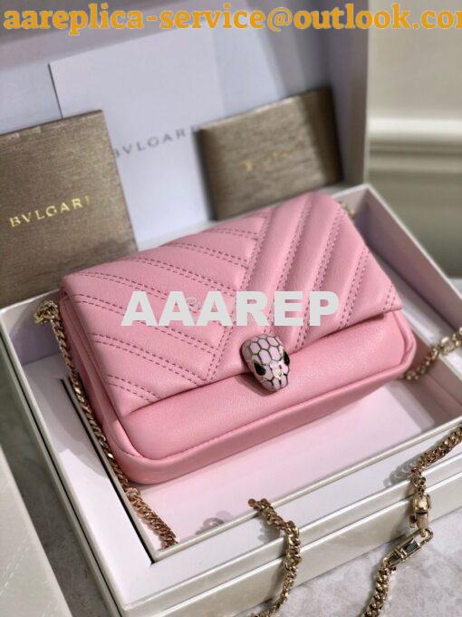 Replica Bvlgari Serpenti Cabochon Micro Shoulder Bag 288755 Pink 3