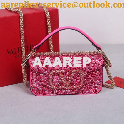 Replica Valentino Small Loco Shoulder Bag With Rhinestones 3W2B0K Fuch 2