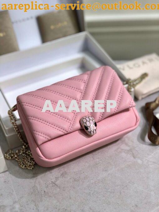 Replica Bvlgari Serpenti Cabochon Micro Shoulder Bag 288755 Pink 4