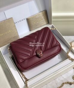 Replica Bvlgari Serpenti Cabochon Micro Shoulder Bag 288755 Burgundy 2