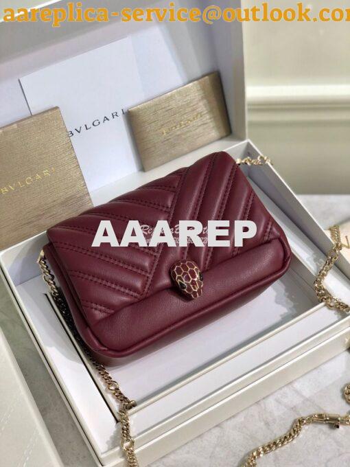 Replica Bvlgari Serpenti Cabochon Micro Shoulder Bag 288755 Burgundy 2