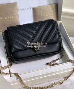 Replica Bvlgari Serpenti Cabochon Micro Shoulder Bag 288755 Black