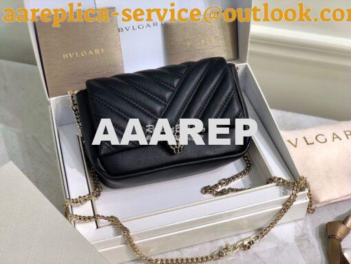 Replica Bvlgari Serpenti Cabochon Micro Shoulder Bag 288755 Black