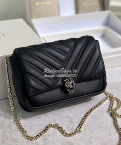 Replica Bvlgari Serpenti Cabochon Micro Shoulder Bag 288755 Black 2