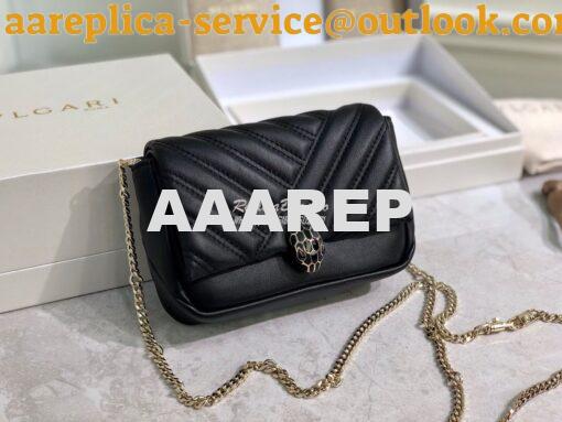 Replica Bvlgari Serpenti Cabochon Micro Shoulder Bag 288755 Black 2