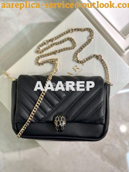 Replica Bvlgari Serpenti Cabochon Micro Shoulder Bag 288755 Black 3