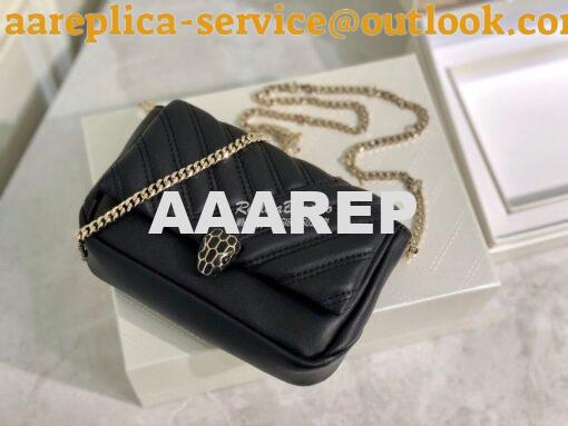 Replica Bvlgari Serpenti Cabochon Micro Shoulder Bag 288755 Black 4