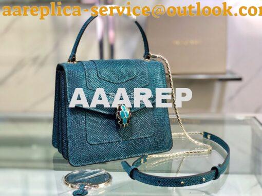 Replica Bvlgari Serpenti Forever Tote Bag in Deep Jade Metallic Karung 2