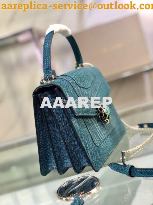 Replica Bvlgari Serpenti Forever Tote Bag in Deep Jade Metallic Karung 3