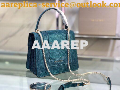 Replica Bvlgari Serpenti Forever Tote Bag in Deep Jade Metallic Karung 5