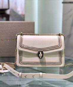 Replica Bvlgari Serpenti Diamond Blast Shoulder Bag 288065 White