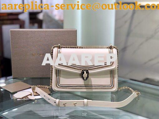 Replica Bvlgari Serpenti Diamond Blast Shoulder Bag 288065 White