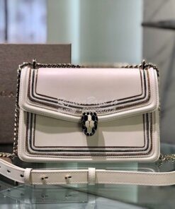 Replica Bvlgari Serpenti Diamond Blast Shoulder Bag 288065 White 2