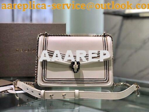 Replica Bvlgari Serpenti Diamond Blast Shoulder Bag 288065 White 2