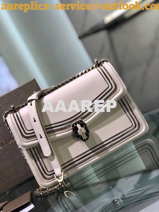 Replica Bvlgari Serpenti Diamond Blast Shoulder Bag 288065 White 4