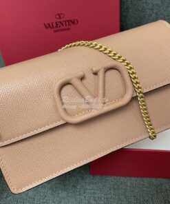 Replica Valentino VLogo Signature Grainy Calfskin Wallet With Chain 5W 2