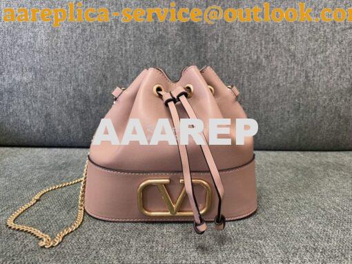 Replica Valentino Mini Bucket Bag In Nappa Leather with VLogo Signatur