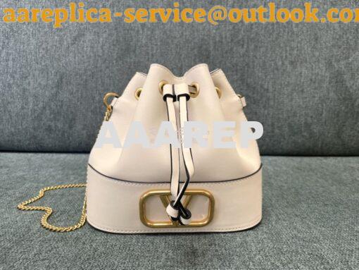 Replica Valentino Mini Bucket Bag In Nappa Leather with VLogo Signatur