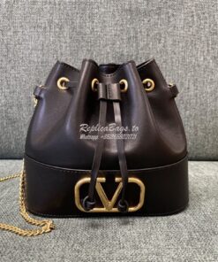 Replica Valentino Mini Bucket Bag In Nappa Leather with VLogo Signatur