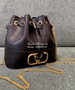 Replica Valentino Mini Bucket Bag In Nappa Leather with VLogo Signatur 2