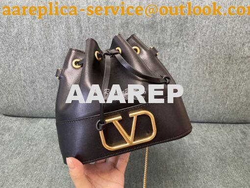 Replica Valentino Mini Bucket Bag In Nappa Leather with VLogo Signatur 3