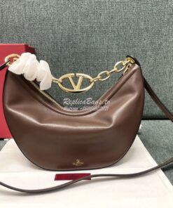 Replica Valentino Small Vlogo Moon Hobo Bag In Nappa Calfskin With Cha