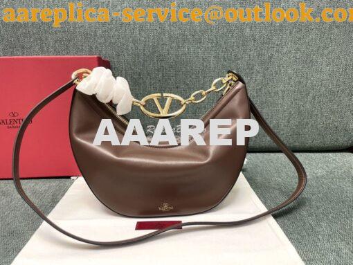 Replica Valentino Small Vlogo Moon Hobo Bag In Nappa Calfskin With Cha