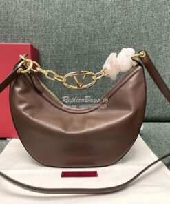 Replica Valentino Small Vlogo Moon Hobo Bag In Nappa Calfskin With Cha 2