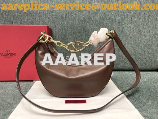 Replica Valentino Small Vlogo Moon Hobo Bag In Nappa Calfskin With Cha 2