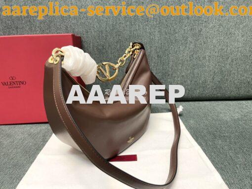 Replica Valentino Small Vlogo Moon Hobo Bag In Nappa Calfskin With Cha 3