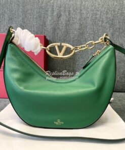 Replica Valentino Small Vlogo Moon Hobo Bag In Nappa Calfskin With Cha