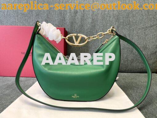 Replica Valentino Small Vlogo Moon Hobo Bag In Nappa Calfskin With Cha