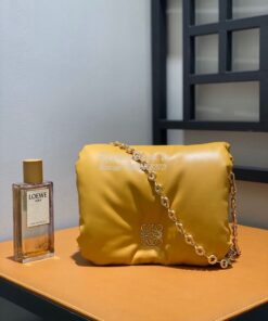 Replica Loewe Puffer Goya bag in shiny nappa lambskin AP40P41 Camel