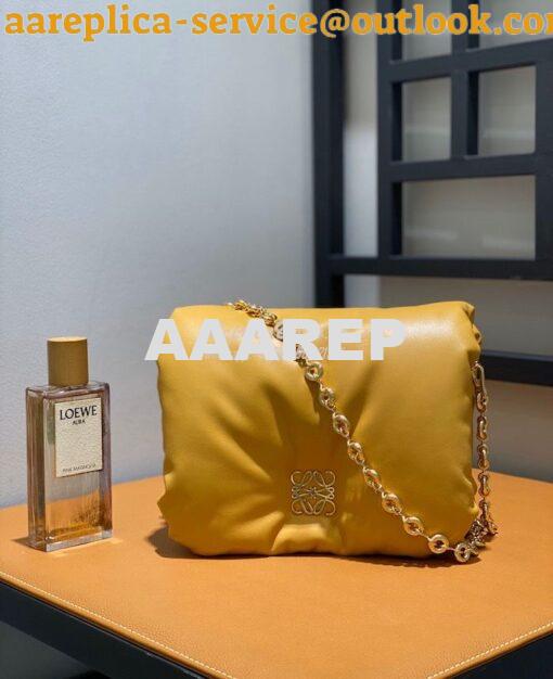 Replica Loewe Puffer Goya bag in shiny nappa lambskin AP40P41 Camel