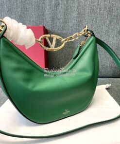 Replica Valentino Small Vlogo Moon Hobo Bag In Nappa Calfskin With Cha 2