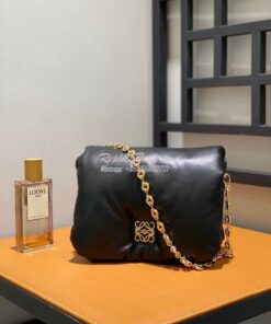 Replica Loewe Puffer Goya bag in shiny nappa lambskin AP40P41 Black