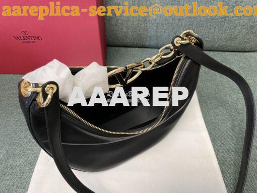 Replica Valentino Small Vlogo Moon Hobo Bag In Nappa Calfskin With Cha 7