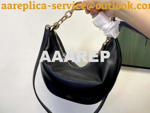 Replica Valentino Small Vlogo Moon Hobo Bag In Nappa Calfskin With Cha 9