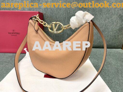 Replica Valentino Small Vlogo Moon Hobo Bag In Grainy Calfskin With Ch 6