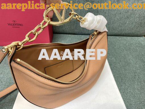 Replica Valentino Small Vlogo Moon Hobo Bag In Grainy Calfskin With Ch 8