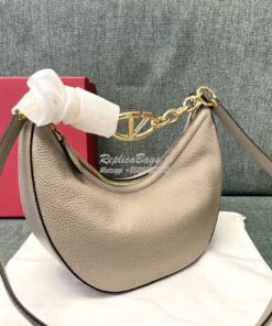 Replica Valentino Small Vlogo Moon Hobo Bag In Grainy Calfskin With Ch 2