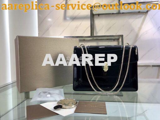 Replica Bvlgari Serpenti Forever Flap Cover Bag in Metallic Black 3979 4