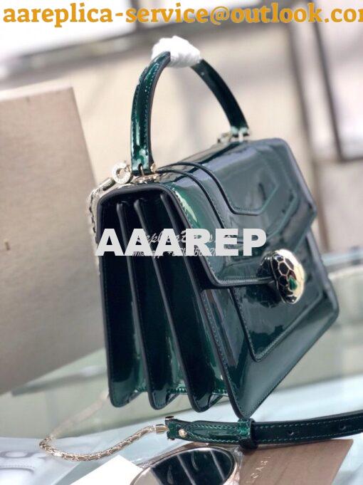 Replica Bvlgari Serpenti Forever Flap Cover Bag in Metallic with Handl 4