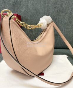 Replica Valentino Small Vlogo Moon Hobo Bag In Grainy Calfskin With Ch 2