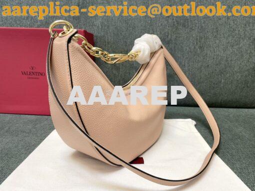 Replica Valentino Small Vlogo Moon Hobo Bag In Grainy Calfskin With Ch 2