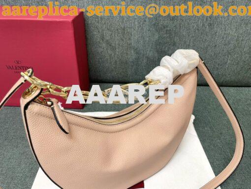 Replica Valentino Small Vlogo Moon Hobo Bag In Grainy Calfskin With Ch 4