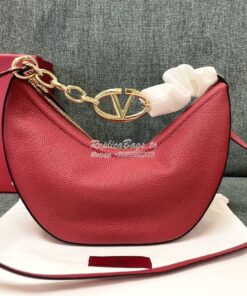 Replica Valentino Small Vlogo Moon Hobo Bag In Grainy Calfskin With Ch 2